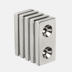 Neodymium magnet block with countersank hole